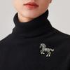 Luxury Zodiac Animal Lapel Pins Casual Metal Badge Pin Rhinestone Horse Brooches  New Year Gifts