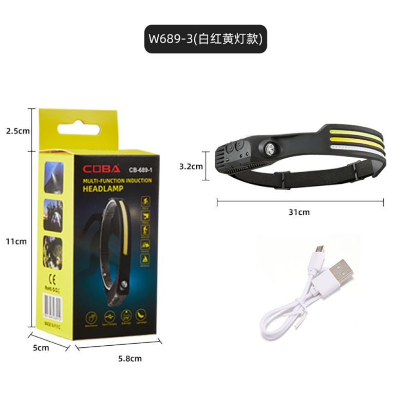Сенсорный налобный фонарь COB LED Многофункциональный для активного отдыха и езды Зарядка USB Фонарик Факел Налобный фонарь