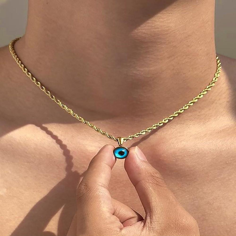 Round Eye Twisted Collarbone Choker Twisted Chain Pendant Chain Necklace Special Occasion