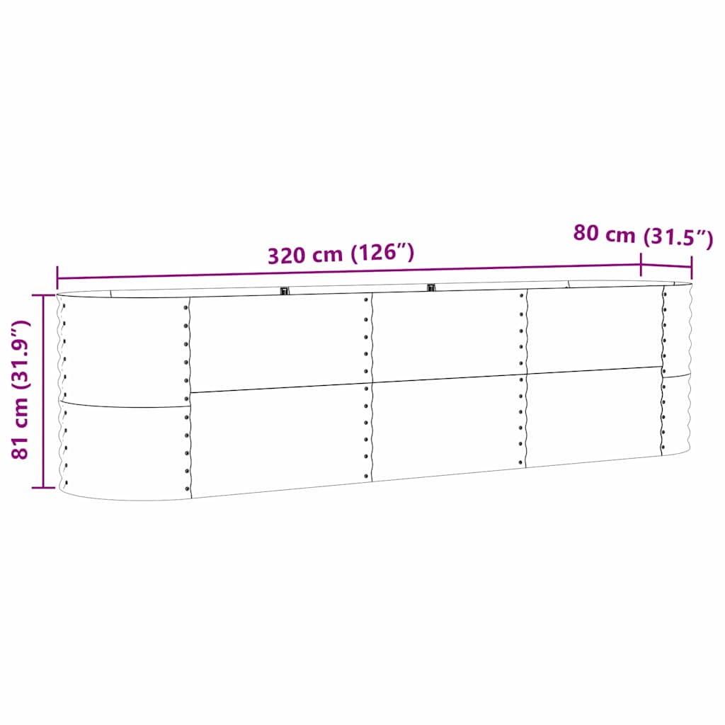 Elevated Garden Bed Green 320 x 80 x 81 cm Steel
