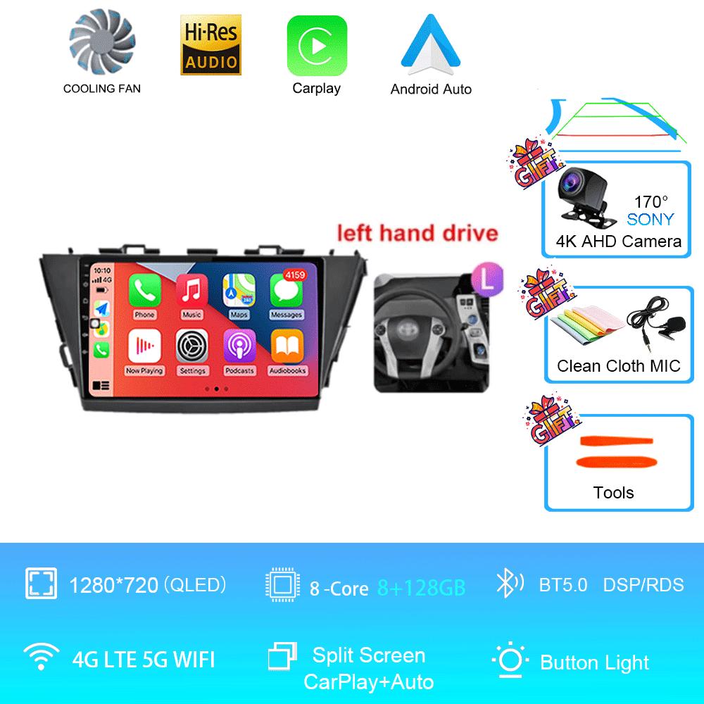 9-дюймовый Android 14 автомобильный радиоприемник для Toyota Prius V Plus Alpha 2012 2013 2014 2015 стереоплеер GPS навигация Carplay Auto LHD RHD DVD
