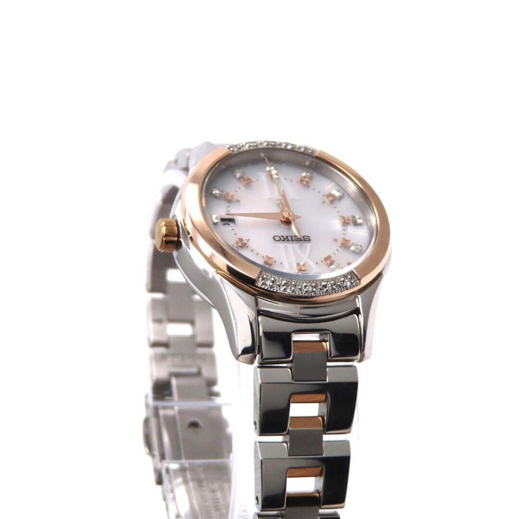 [USED] Seiko SSVW046 Lucia Radio-Controlled Solar Watch with Diamond Bezel, Two-Tone