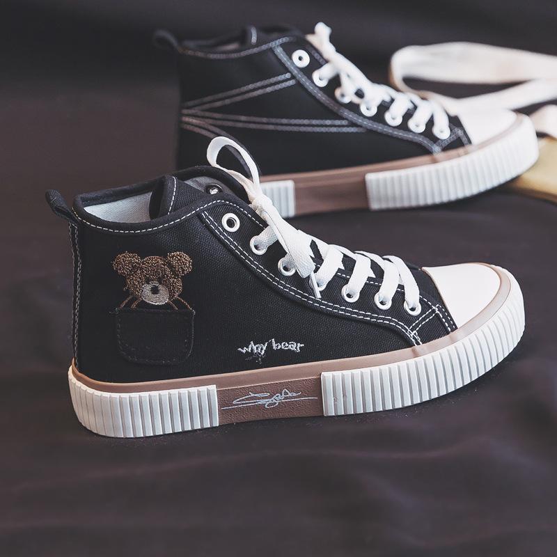 2024 высокие парусиновые туфли для женщин, осенние вулканизированные универсальные кроссовки, студенческая обувь 35-40