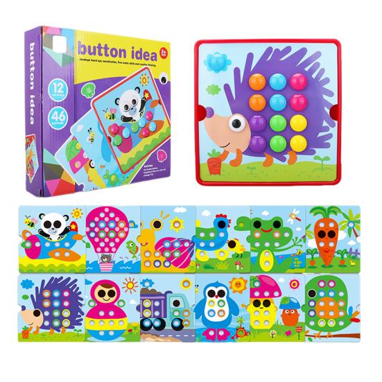 Color Matching Mosaic Pegboard Game Set Button Art Toys for Toddlers Sensory Early Learning Educational Puzzle Toy for Kids Ages 3+