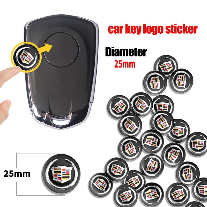 25mm Car Remote Key Sticker Aluminum Emblem Decal for Cadillac DTS ATS CTS SRX Escalade XTS XT5 Tiburon BLS Deville Seville
