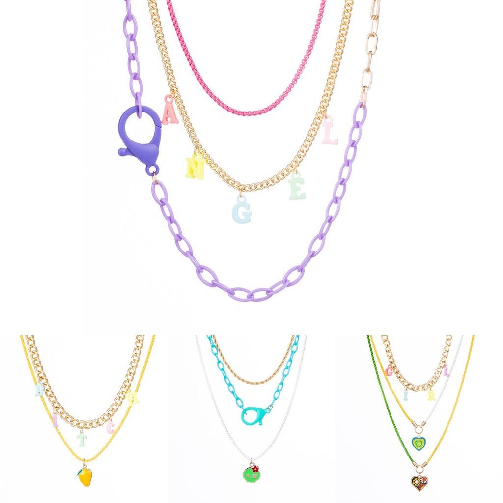 Elegant And Chic Soft Clay Fruit Letter Necklace Stylish Geometric Shape Perfect For Everyday Wear And Special Occasions