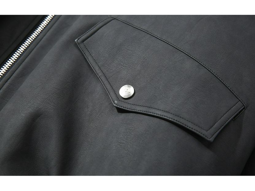 Men's 2025 Autumn/Winter Retro American Style PU Leather Down Jacket with Detachable Fur Collar