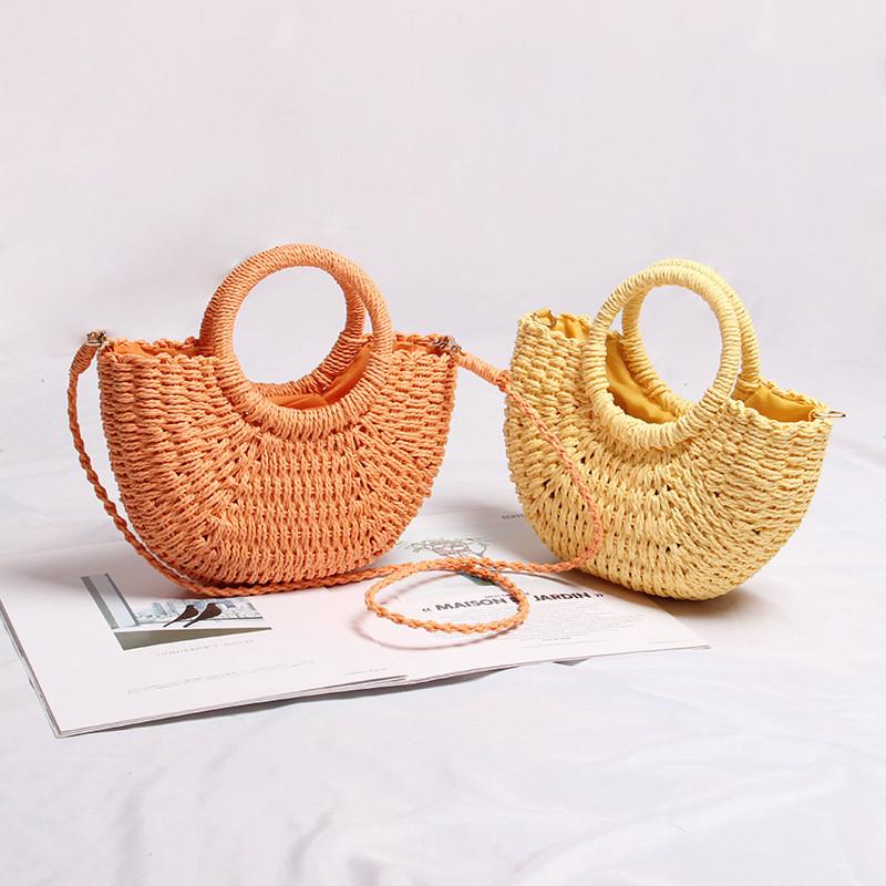 IELGY mini messenger woven bag, cute portable, summer seaside vacation beach bag