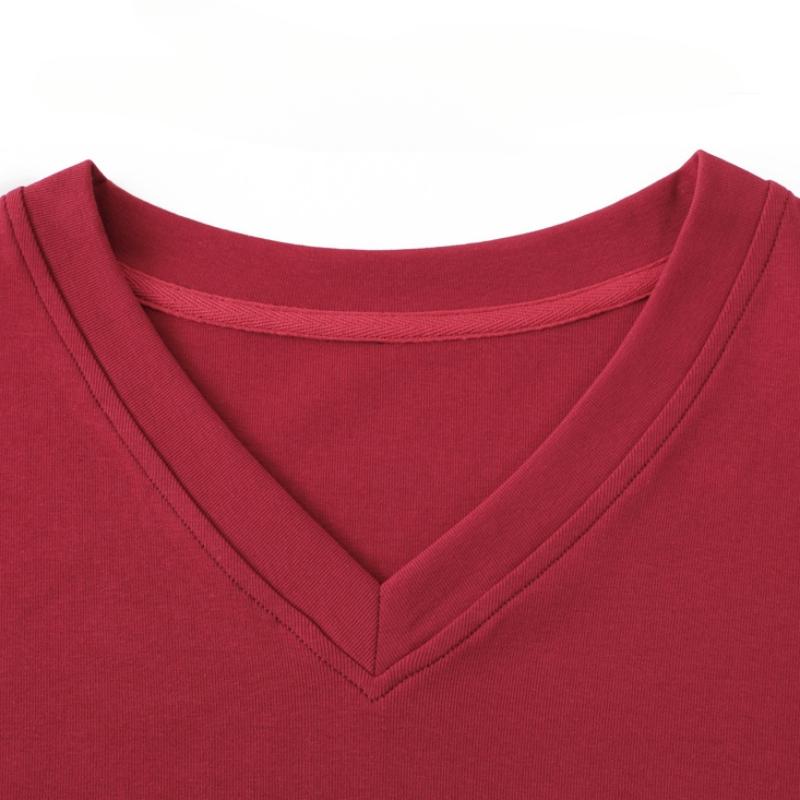 Женская облегающая футболка с V-образным вырезом и длинным рукавом, однотонный топ для повседневных рубашек на весну и осень