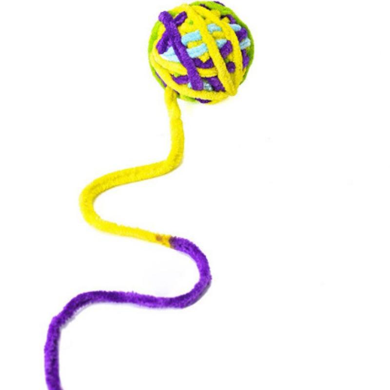 Забавные игрушки для кошек, разноцветные шарики из пряжи со звуком колокольчика, интерактивная жевательная игрушка для котенка, мягкая игрушка, мяч, товары для кошек