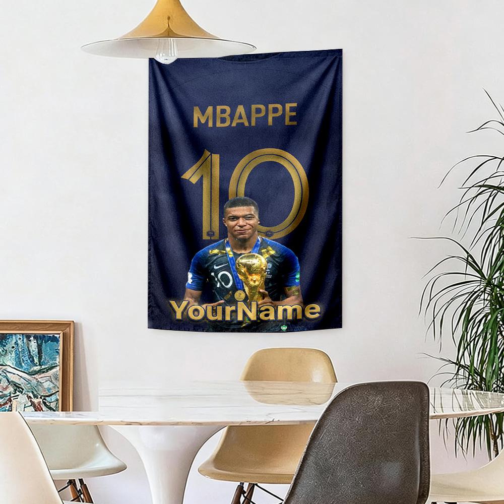 Mbappe Custom Your Name Wall Decor Tapestry Art For Pet Memorial Birthdaywedding Party Backdrop Family Gift