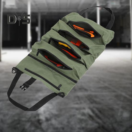 Портативная сумка для хранения инструментов, большая, с 5 отделениями, застежка-молния, водонепроницаемая, прочная, набор инструментов для ремонта, сумка-рулон на молнии