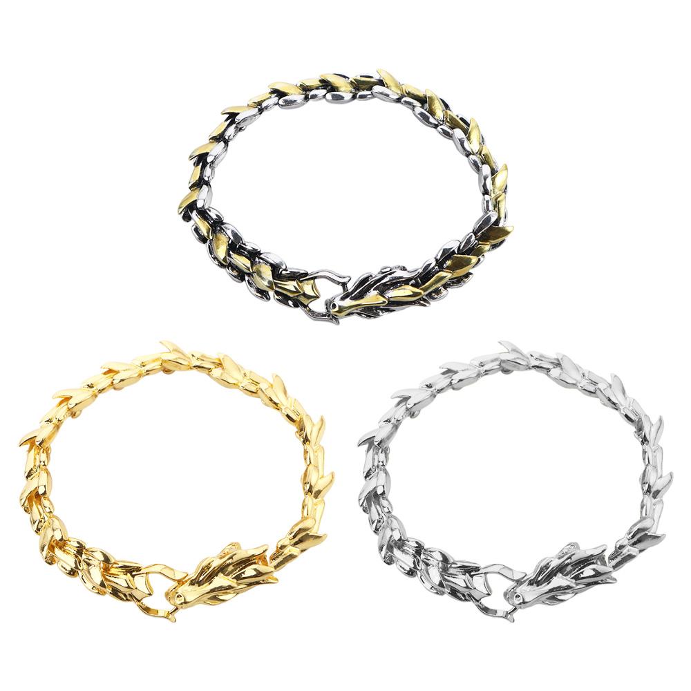 Silver Retro Dragon Men's Accessories Teenager jewelry Gold Dragon Bracelet Chain Bracelet