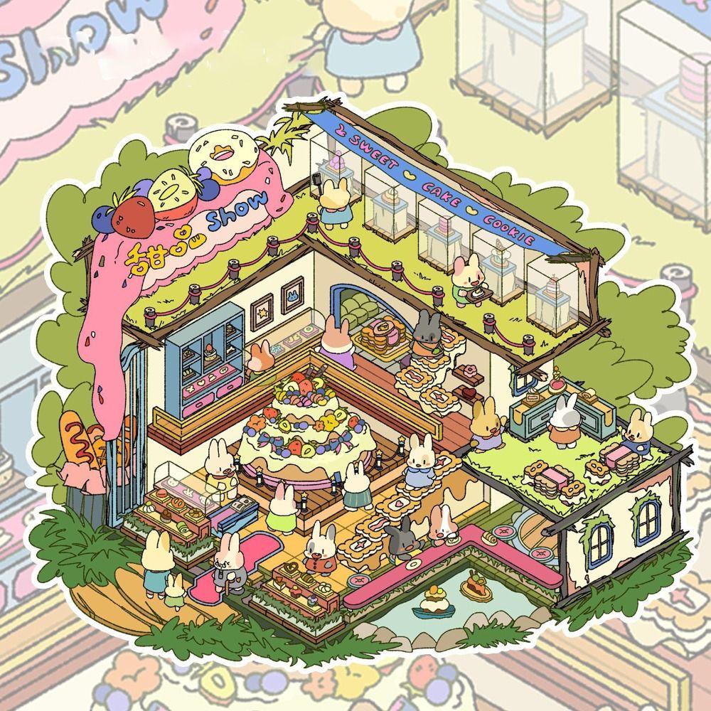 Наклейка 3D-пейзаж с наслоением и наклеиванием, ПЭТ, наклейка со сценой домика, склеивающиеся наклейки для дневника, детская игрушка