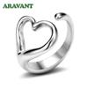 Прибытие 925 Серебряное Полое Сердце Открытое Регулируемое Кольцо Для Женщин Модные Ювелирные Изделия