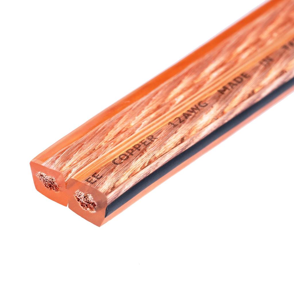 JAVEX Speaker Wire 12 Gauge AWG [2x3.38mm2] [OFC Oxygen Free Copper 99.9%] Copper Stranded Wire, Flat Cable, 30.5M100FT