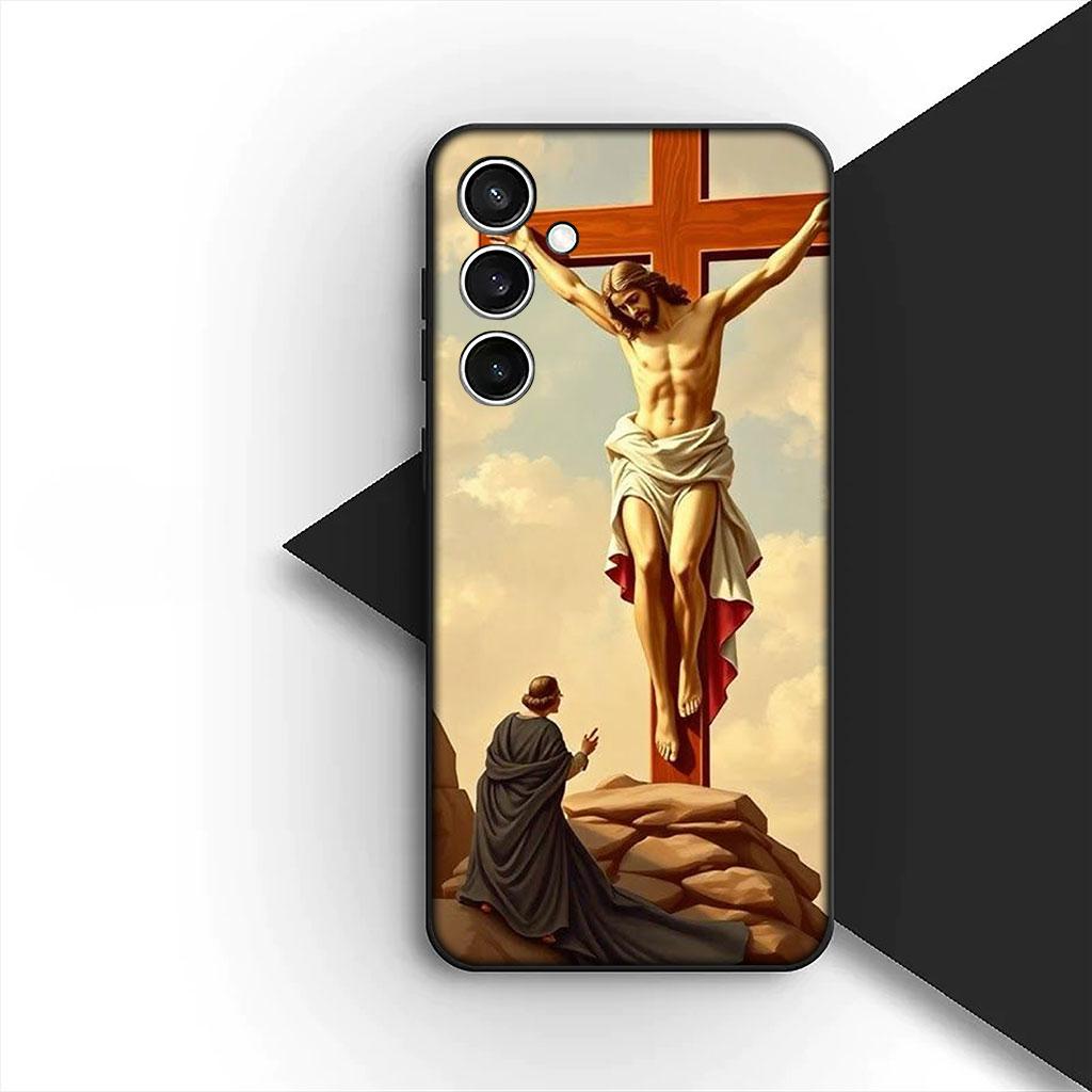 Phone Cover for OPPO A18 A16 A80 A40 A17 A15 A38 A78 A79 A54 A57 A58 A60 4G 5G Casing Soft Case God Jesus Judah Jehovah Cross
