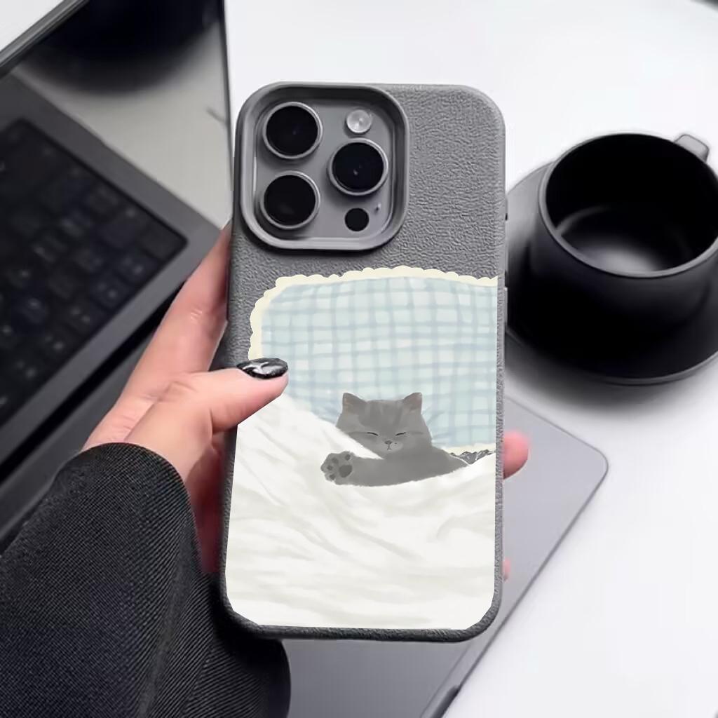 Чехол для телефона с текстурой кожи 'Спящая собака, кошка, олень' для Xiaomi Redmi Note 13 14 12 Pro Plus 11 10 11S 10S A5 A3 14C 12C 10C 9C A1 A2