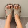 New Flat-bottomed Cross-strapped Beach Sandals Summer Large-size Open-toed Retro Boken Sandals Women