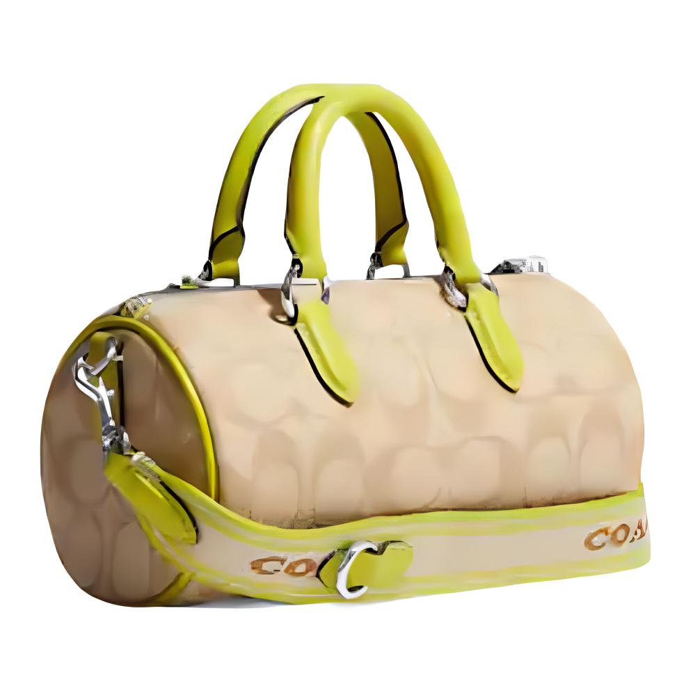 New COACH Lacey Coated Canvas With Leather Handbag Trumpets Women's Brown & Yellow CB874-SVVRE