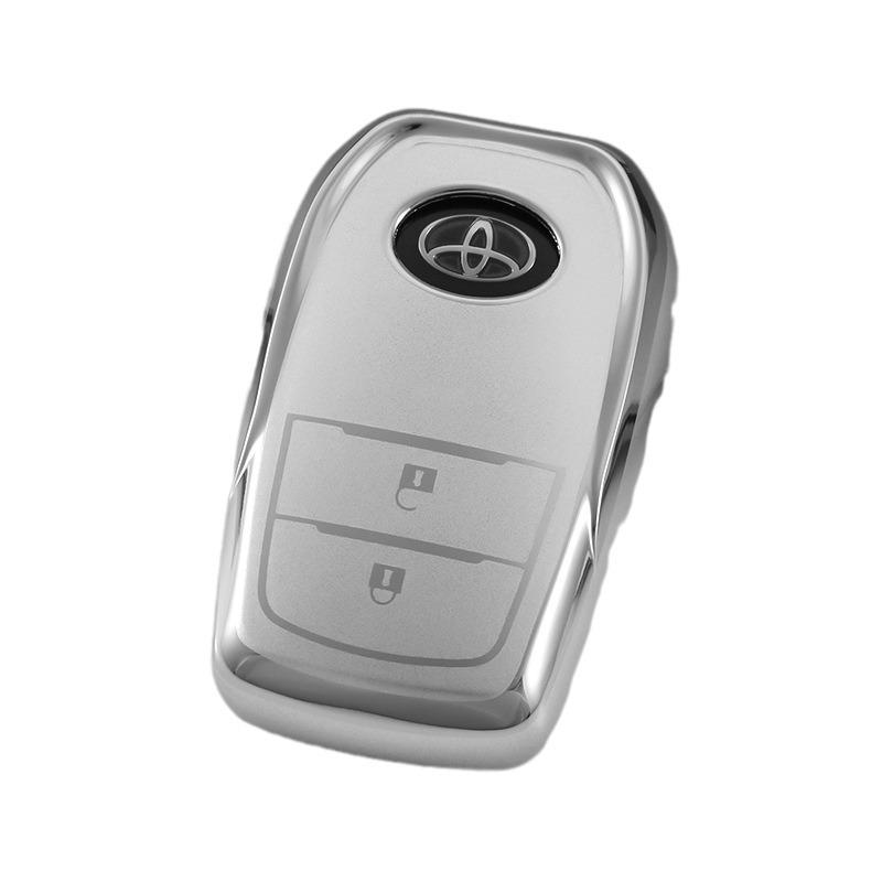 Чехол для ключа автомобиля Toyota: Crown, Highlander, Dual Engine, Prado, Land Cruiser, Camry - Серебристый песок.