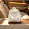 Unique Creative Gift for Family 3D Printed Mini Buddha Statue on Lotus, Sitting Figurine, Calming Desk Ornaments Zen Spiritual Ornament Car Dashboard,