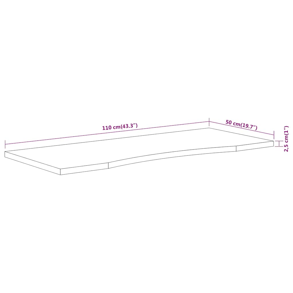 Desk Top 110 x 50 x 2.5 cm Rectangular Solid Acacia Wood