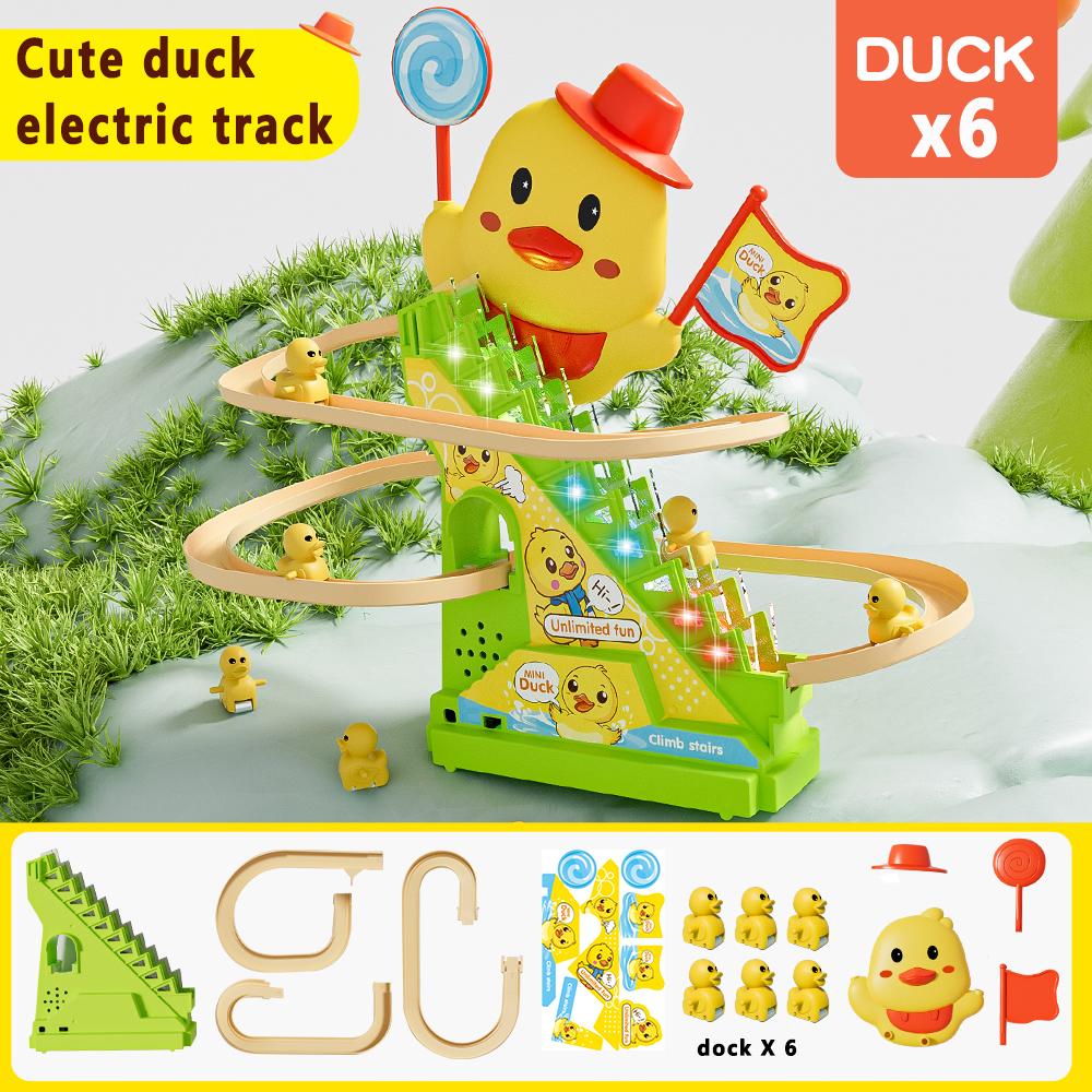 Игрушка «Маленький утенок», катающийся по горке, поднимающийся по лестнице, со светом и музыкой, детская развивающая игрушка для тренировки памяти и счета для ролевых игр