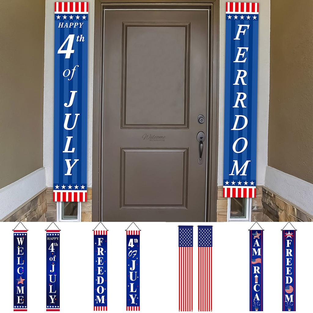 Independence Day Banner Background Couplet Independence Day Party Decoration Door Curtain Holiday Atmosphere Decoration