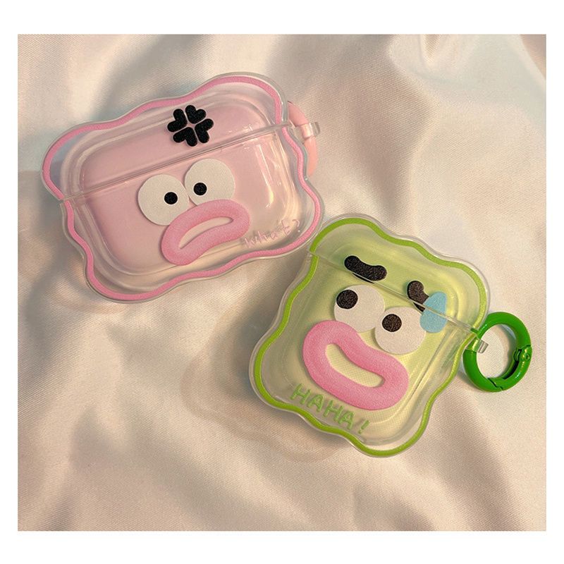 Милый забавный чехол для наушников AirPods AirPod 2 3, прозрачный чехол с мультяшным рисунком и кольцом для ключей, мягкий силиконовый чехол для AirPods Pro