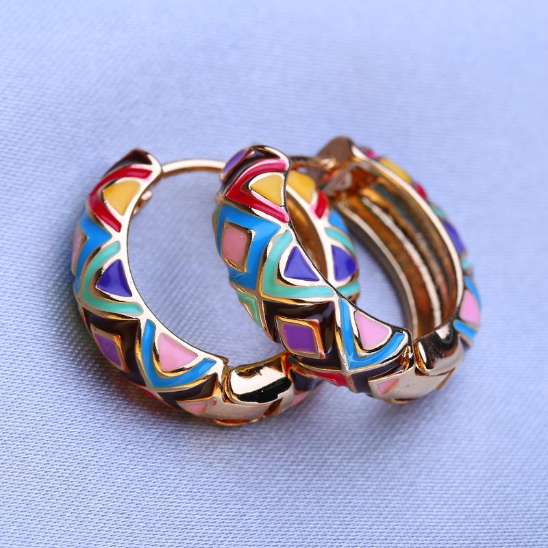 FEEYOO серьги-кольца для женщин и девочек, модные многоцветные цветочные золотые модные круглые серьги, ювелирные изделия, подарок