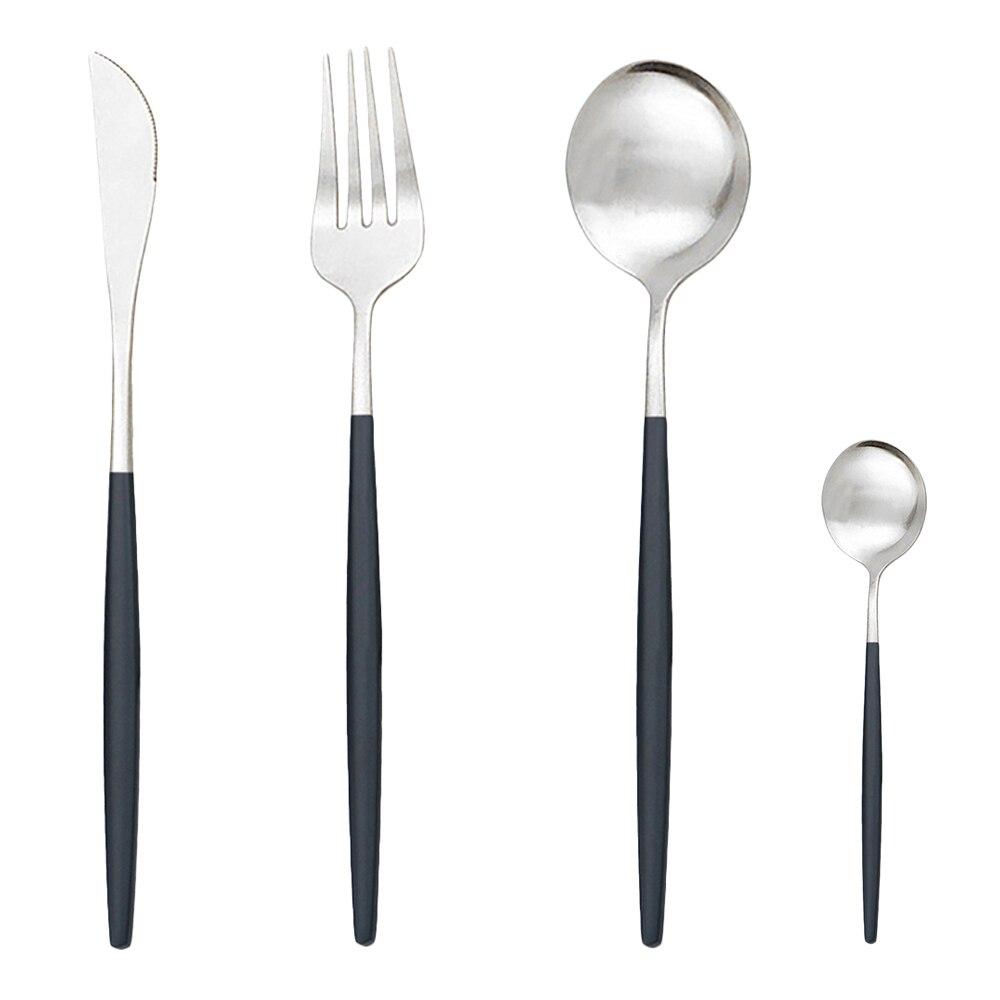 4Pcs Pink Gold Dinnerware Set Blue Gold Matte Cutlery Set Stainless Steel Tableware Set Fork Knife Spoon Silverware Flatware Set