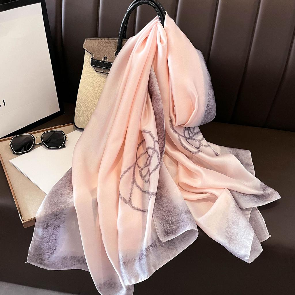 Fashion Silk Scarf Women Shawls Female Cover Flowers for Traveling Sun Protect Sunscreen Beach Scarves Air Conditioning Wraps