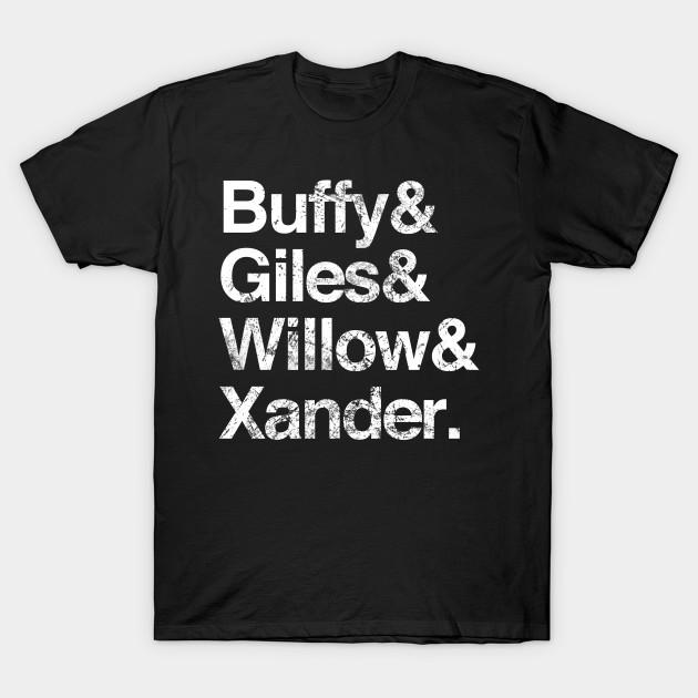 Asian Size Men Black Print T-shirt Sunnydale Names No-Cut Heat Transfer Print Cotton Tshirt
