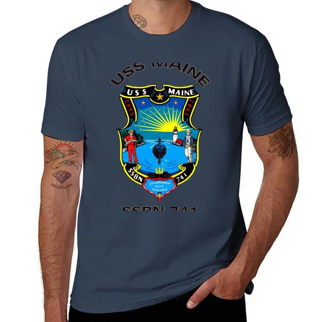 Uss Maine (Ssbn741) Crest Tshirt Breathable Sportswear Tshirt For Unisex
