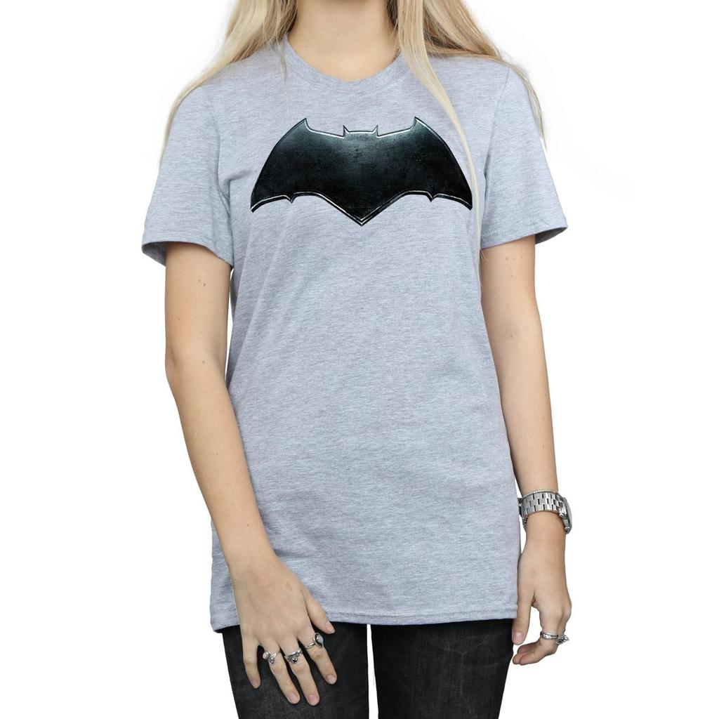 DC Comics Womens/Ladies Justice League Movie Batman Emblem Cotton Boyfriend T-Shirt