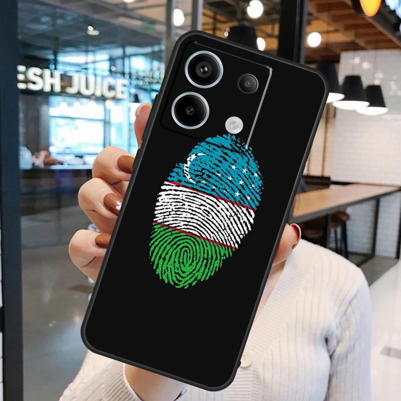 Чехол для Xiaomi Redmi Note 13 Pro 10 11 12 14 15 Pro Plus Redmi 15C 14C 10C 12C 13C 15 с флагом и гербом Узбекистана