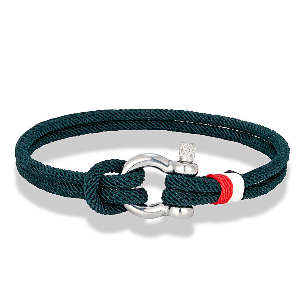 Navy Blue Braided Rope Bracelet Stainless Steel Mini Horseshoe Shackle with Screws Bracelets for Men Women Couple Jewelry