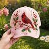 Artistic Printed Baseball Cap for Women, Embroidery Flower Bird Pattern Hat, Love Art Design Hat Adjustable Fit Gardening Sun Spring Summer Outdoors