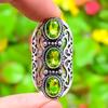 Peridot Gemstone Handmade 925 Sterling Silver Jewelry Ring Size 7 p8Q90
