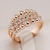 Luxury Gold Color Double Ball Hollow Chain Full Zircon Rings for Women Personality Jewelry
