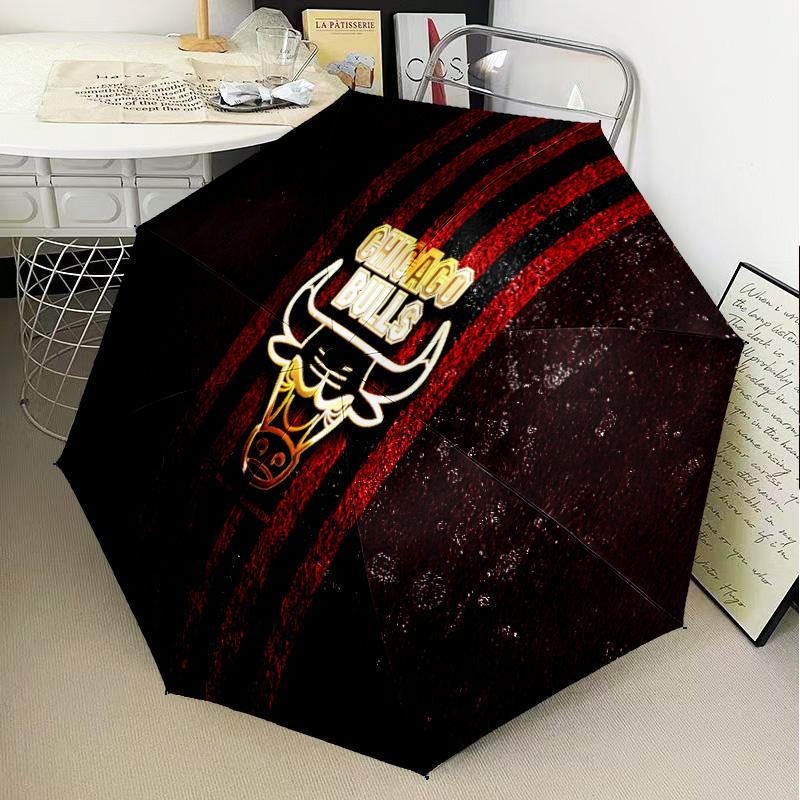 Chicago-Bulls Logo Automatic Folding Umbrella - 8-Rib Travel Umbrella with Auto Open/Close & Portable Gifts for holidays or birthdays