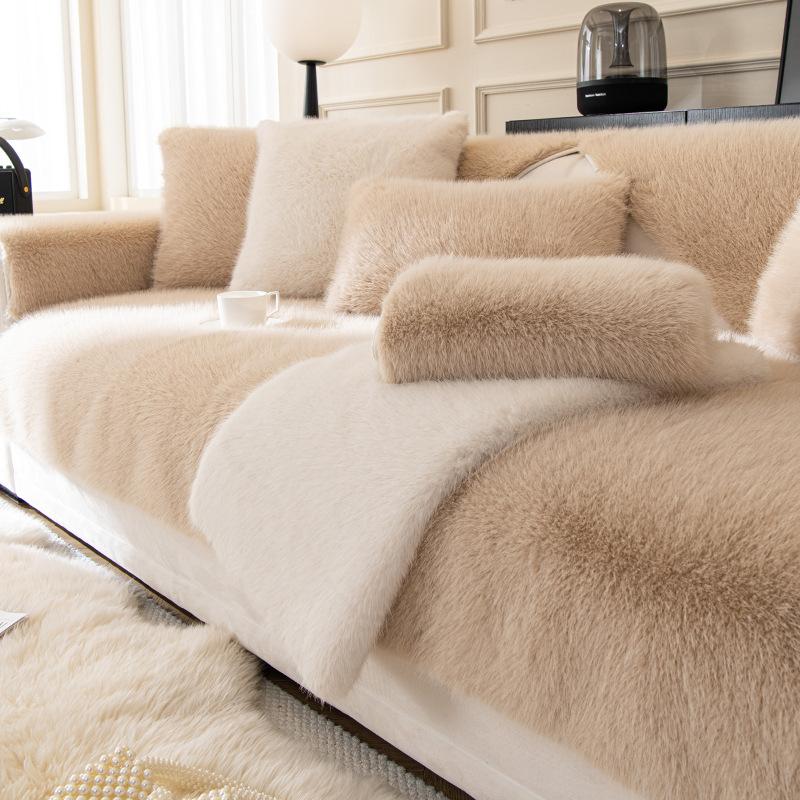 Легкая роскошная плюшевая подушка для дивана с кроликом, зимняя утолщенная нескользящая зимняя подушка, кожаный чехол для дивана