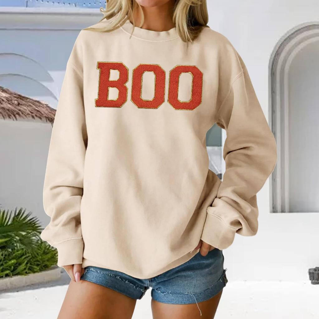 Women's Round Neck Printed Tops Cotton Casual Fashion Long Sleeve Pullover Top Blouse