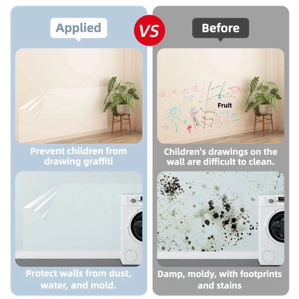 45-90cm Transparent Wall Protective Film Stickers Kitchen Oil-Proof Sticker Electrostatic Protection Paper Waterproof Wallpaper