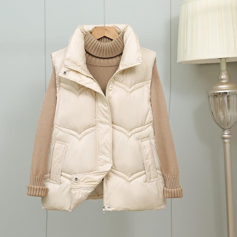 Autumn and Winter New Stand-up Collar Down Cotton Vest Women's Design Sense Niche Warm Vest Jacket Cotton Vest