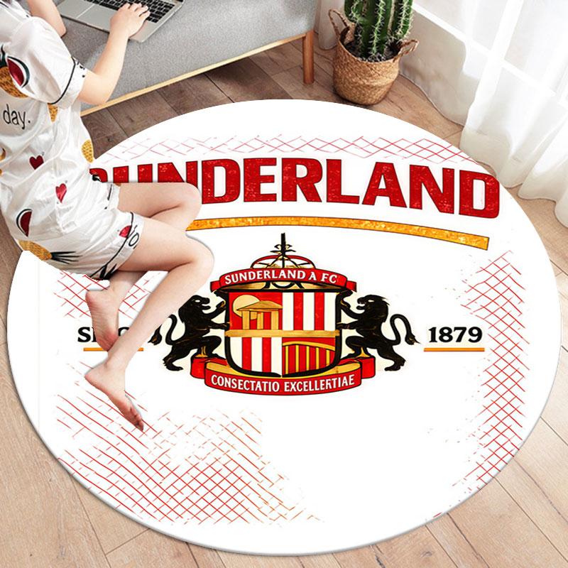 Sunderland Association Football Club Round Area Rug,Carpet Rug for Living Room Bedroom Sofa Playroom Decor,Non-slip Floor Mat