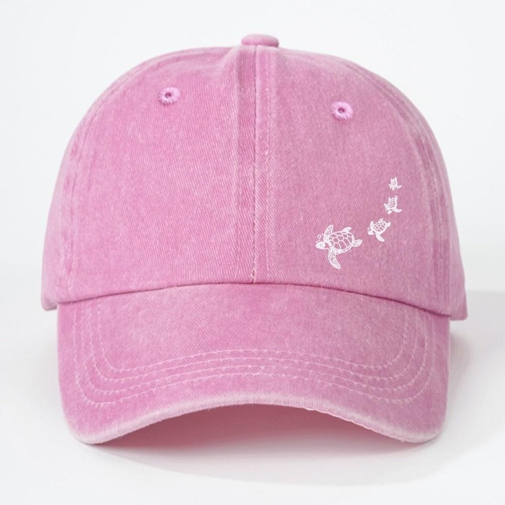Minimalist Style Turtle Print Baseball Cap Soft Cotton Trucker Hat Washed Baseball Cap For Adults