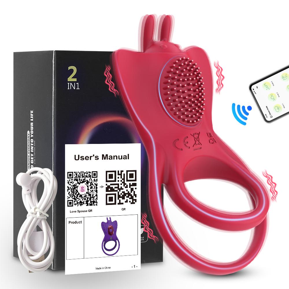 APP Vibration Buttfly Ring Men Penis Ring Wireless Control Cellicle Massage Penis Stimulation Dick Ring Sex Toys Semen Lock Ring Dick Ring