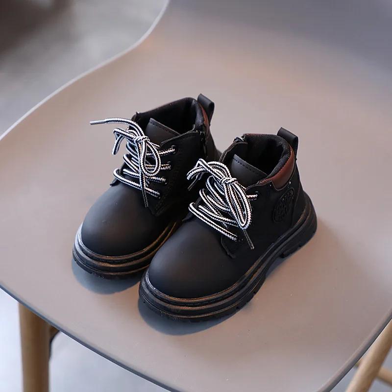 Детская обувь Модные весенние ботильоны для женщин Дизайнерские ботинки для девочек Нескользящие кожаные ботинки для мальчиков Botines Para Mujeres